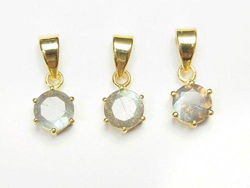 [Video] High Quality Labradorite AAA- Round Faceted Pendant 7x6x4mm 18KGP