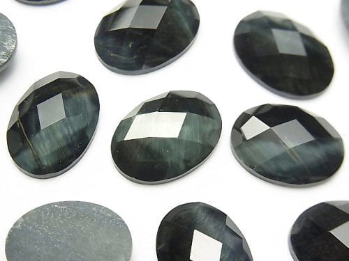 [Video]Blue Tiger's Eye x Crystal AAA Oval Faceted Cabochon 18x13mm 2pcs