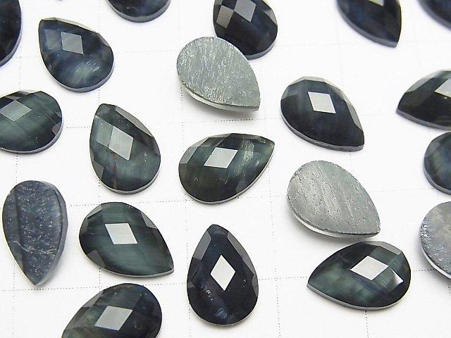 [Video] Blue Tiger's Eye x Crystal AAA Pear shape Faceted Cabochon 12x8mm 2pcs