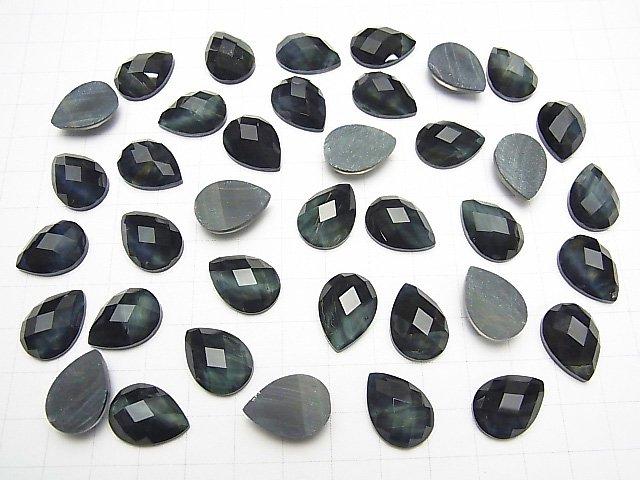 [Video] Blue Tiger's Eye x Crystal AAA Pear shape Faceted Cabochon 18x13mm 2pcs