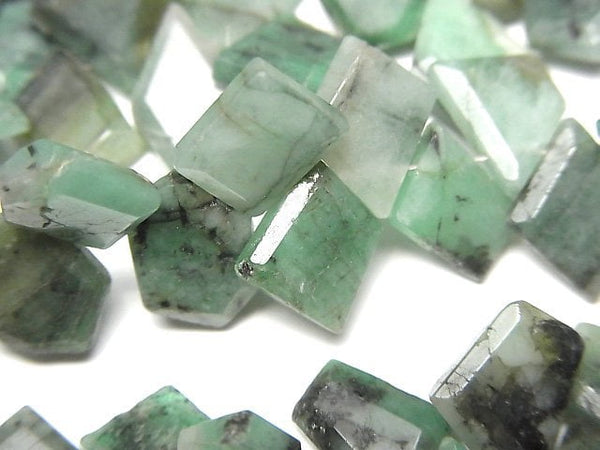 [Video] Brazil Emerald AA Rough Slice Faceted 1strand beads (aprx.6inch/15cm)
