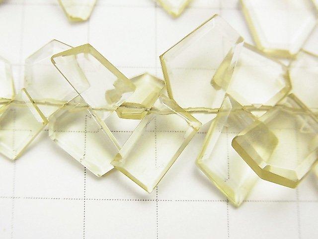 [Video] Lemon Quartz AAA- Rough Slice Faceted 1strand beads (aprx.7inch / 17cm)