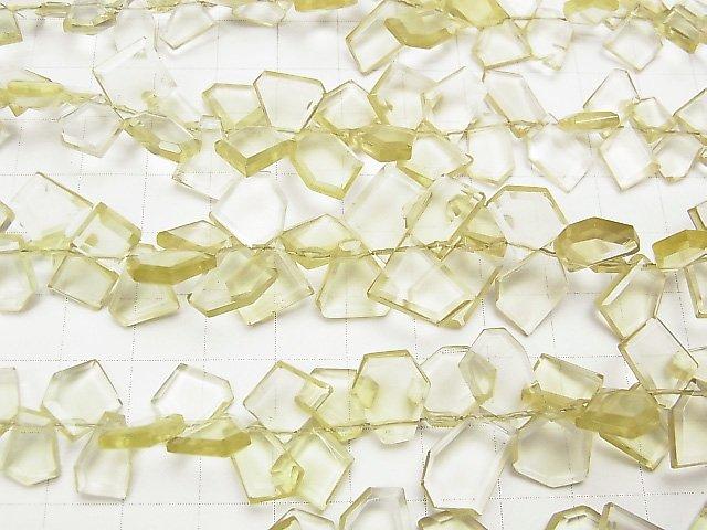 [Video] Lemon Quartz AAA- Rough Slice Faceted 1strand beads (aprx.7inch / 17cm)