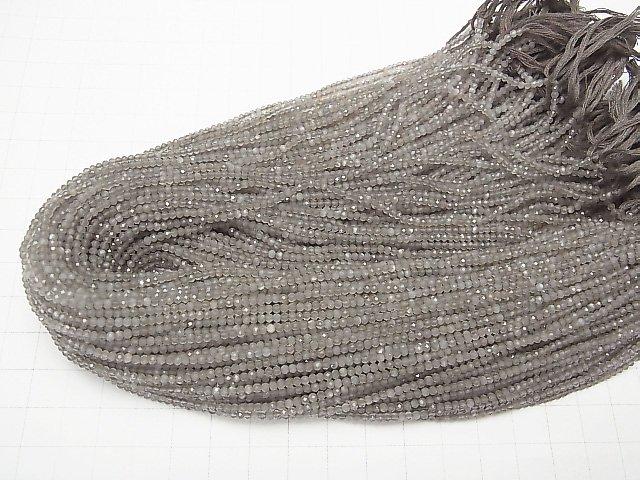 [Video] High Quality! Gray Moonstone AAA Faceted Round 2mm 1strand beads (aprx.13inch / 32cm)