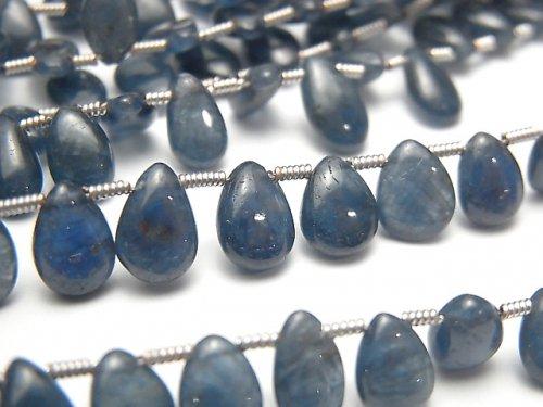 [Video] Unheated Blue Sapphire AAA Pear shape (Smooth) half or 1strand beads (aprx.7inch / 18cm)