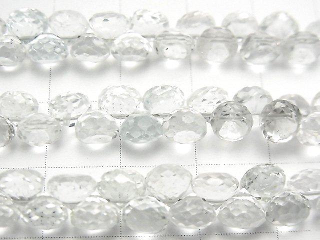[Video] High Quality White Topaz AAA- Onion Faceted Briolette half or 1strand beads (aprx.9inch / 24cm)