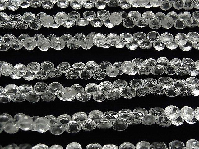 [Video] High Quality White Topaz AAA- Onion Faceted Briolette half or 1strand beads (aprx.9inch / 24cm)