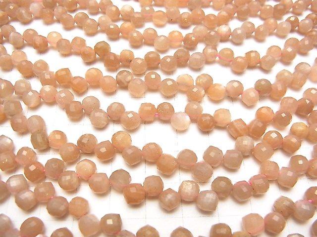 [Video] High Quality! Orange Moonstone AA++ Onion Faceted Briolette 6x6x6mm 1strand beads (aprx.15inch / 37cm)