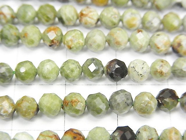 [Video]High Quality! Green Opal Faceted Round 4.5mm 1strand beads (aprx.15inch/36cm)