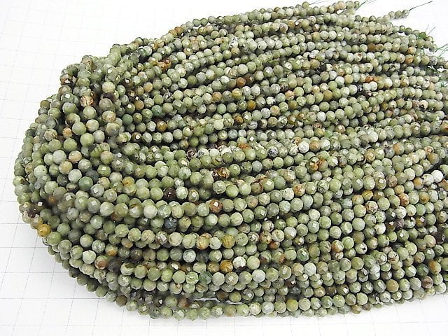 [Video]High Quality! Green Opal Faceted Round 4.5mm 1strand beads (aprx.15inch/36cm)