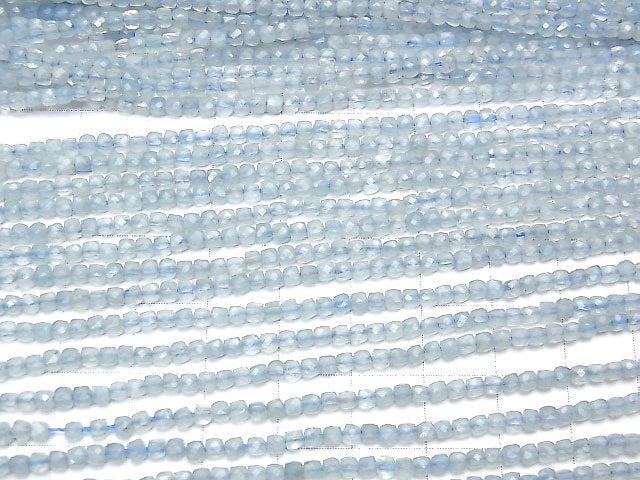 [Video] High Quality! Aquamarine AA++ Cube Shape 2x2x2mm 1strand beads (aprx.15inch/37cm)