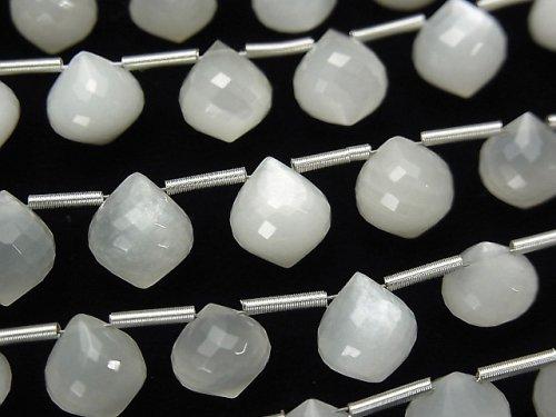 [Video] MicroCut High Quality White Moonstone AAA Onion Faceted Briolette half or 1strand (8pcs)