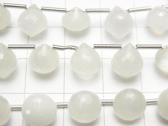 [Video] MicroCut High Quality White Moonstone AAA Onion Faceted Briolette half or 1strand (8pcs)