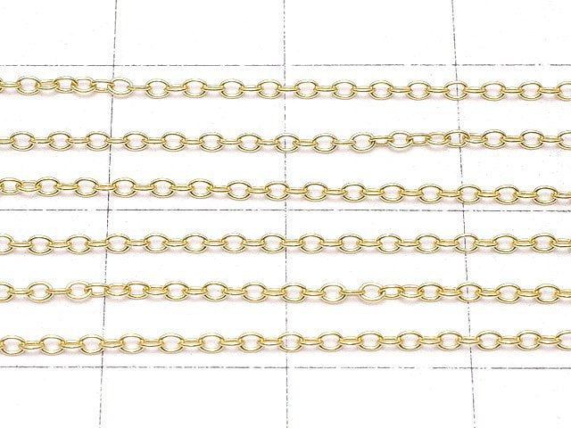 [Video] 14KGF Flat adzuki bean chain with slide adjuster 1.2mm [46cm] Necklace 1pc