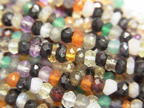 [Video] Mixed Stone Mix AAA- - AA++ Faceted Button Roundel 1strand beads (aprx.13inch / 32cm)