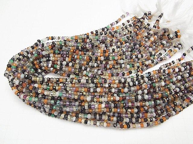 [Video] Mixed Stone Mix AAA- - AA++ Faceted Button Roundel 1strand beads (aprx.13inch / 32cm)