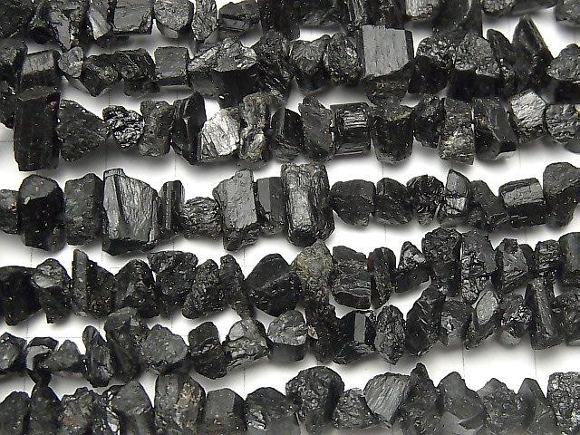 [Video] Black Tourmaline Rough Rock Nugget 1strand beads (aprx.15inch / 38cm)