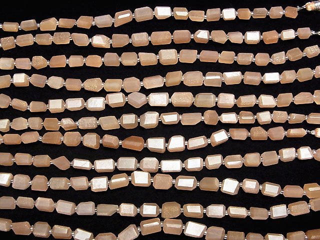 [Video]High Quality Orange Moonstone AAA Faceted Nugget 1strand beads (aprx.7inch/18cm)