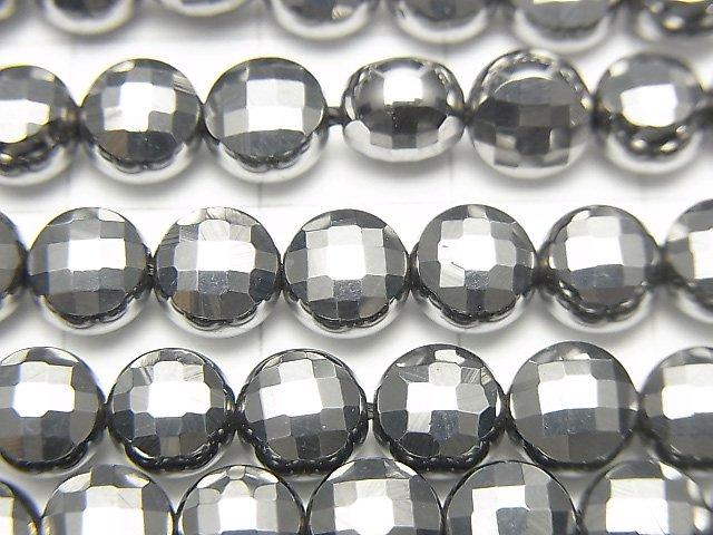 [Video] High Quality! Terahertz Faceted Coin 6x6mm 1strand beads (aprx.15inch / 36cm)