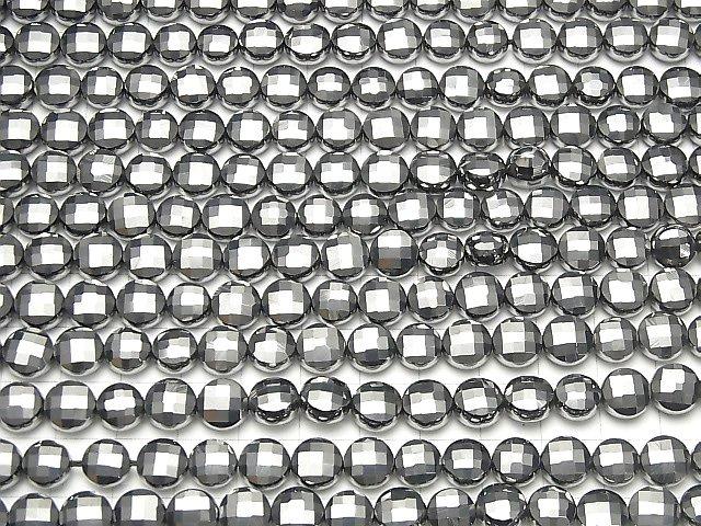 [Video] High Quality! Terahertz Faceted Coin 8x8mm 1strand beads (aprx.15inch / 36cm)
