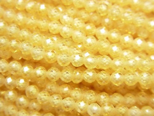 [Video] High Quality! Cubic Zirconia AAA Faceted Round 3mm [Yellow] 1strand beads (aprx.15inch / 38cm)