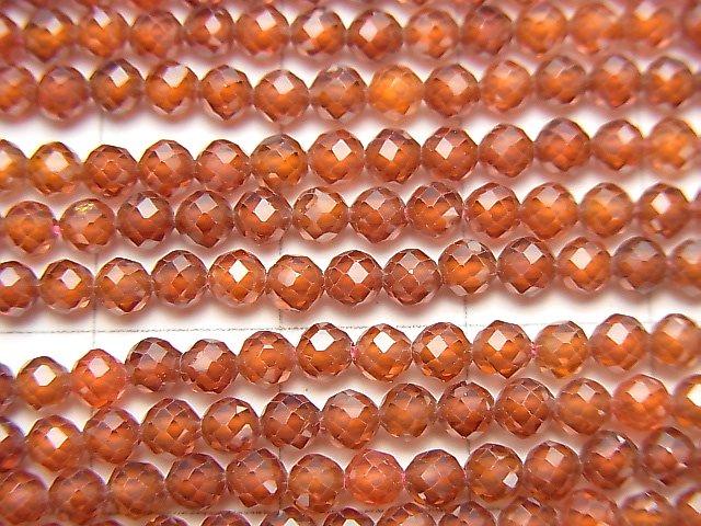 [Video] High Quality! Cubic Zirconia AAA Faceted Round 3mm [Dark Orange] 1strand beads (aprx.15inch / 38cm)