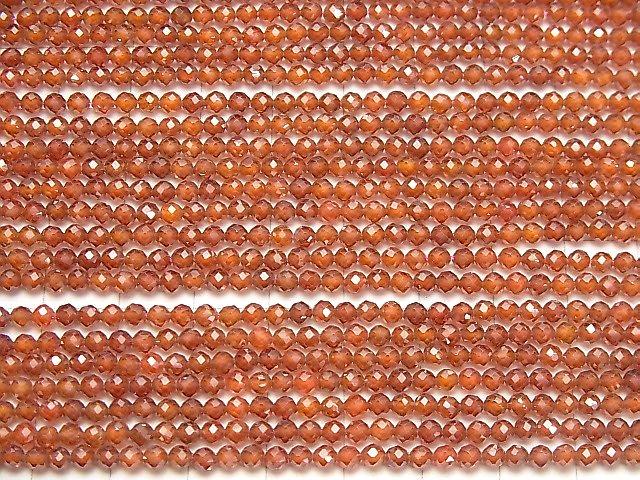 [Video] High Quality! Cubic Zirconia AAA Faceted Round 3mm [Dark Orange] 1strand beads (aprx.15inch / 38cm)