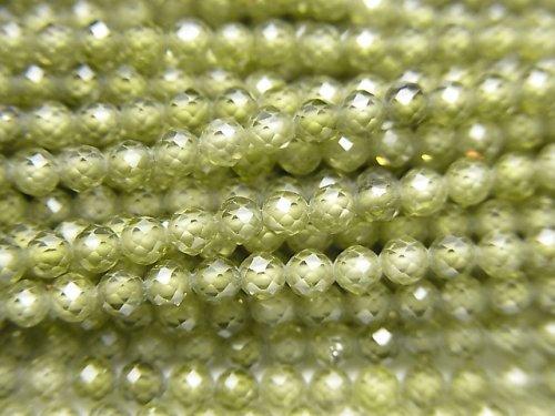 [Video] High Quality! Cubic Zirconia AAA Faceted Round 3mm [Green] 1strand beads (aprx.15inch / 38cm)