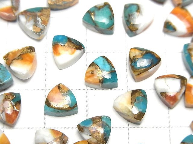 [Video] Oyster Copper Turquoise Triangle Cabochon 8x8mm 3pcs