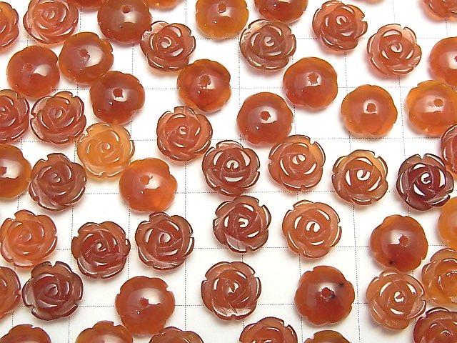 [Video] Red Agate AAA Rose 10mm [Half Drilled Hole] 4pcs