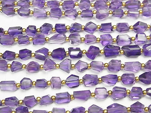 [Video]High Quality Amethyst AAA Faceted Nugget half or 1strand beads (aprx.7inch/18cm)