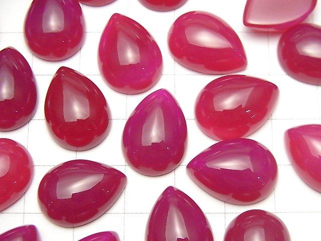 [Video] Fuchsia Pink Chalcedony AAA Pear shape Cabochon 18x13mm 2pcs