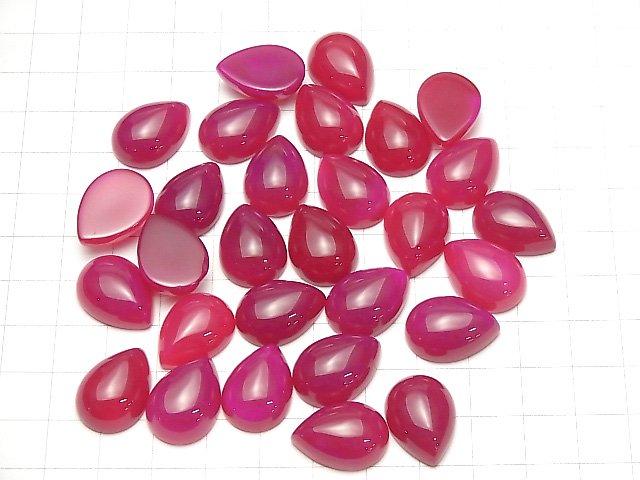[Video] Fuchsia Pink Chalcedony AAA Pear shape Cabochon 18x13mm 2pcs