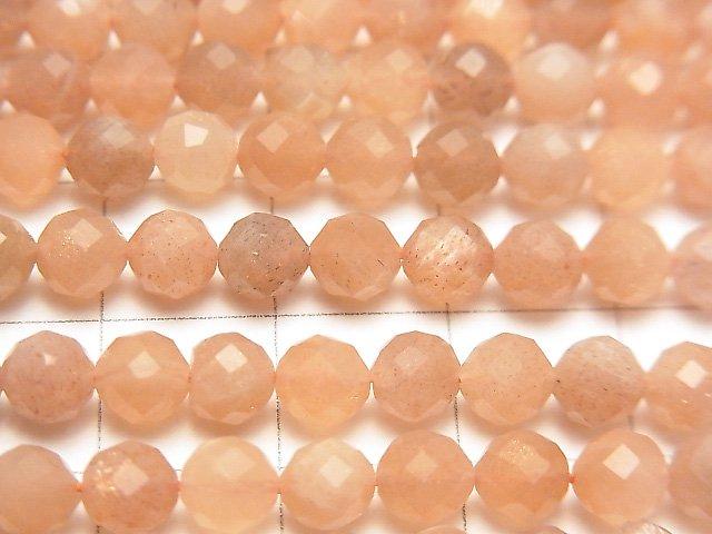 [Video] High Quality! Orange Moonstone AAA- Faceted Round 5mm 1strand beads (aprx.15inch / 36cm)