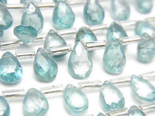 [Video] High Quality Natural Blue Zircon AA++ Pear shape Faceted Briolette 1strand beads (aprx.7inch / 17cm)