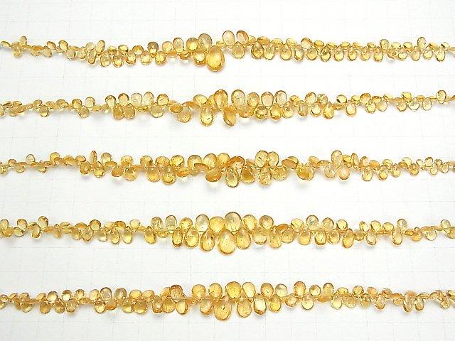 [Video] High Quality Imperial Topaz AAA Pear shape (Smooth) [Medium color] half or 1strand beads (aprx.7inch / 18cm)