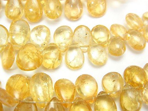 [Video] High Quality Imperial Topaz AAA- Pear shape (Smooth) [Light color] half or 1strand beads (aprx.7inch / 18cm)