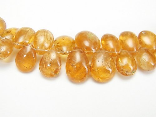 [Video][One of a kind] High Quality Imperial Topaz AA++ Pear shape (Smooth) 1strand beads (aprx.7inch/18cm) NO.1
