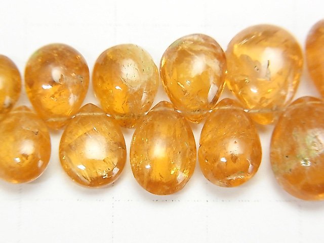 [Video][One of a kind] High Quality Imperial Topaz AA++ Pear shape (Smooth) 1strand beads (aprx.7inch/18cm) NO.1