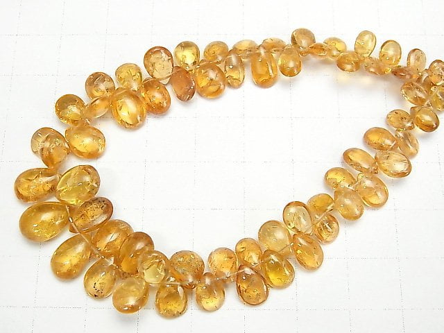 [Video][One of a kind] High Quality Imperial Topaz AA++ Pear shape (Smooth) 1strand beads (aprx.7inch/18cm) NO.2