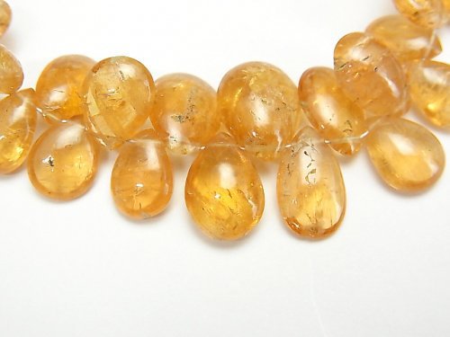 [Video][One of a kind] High Quality Imperial Topaz AA++ Pear shape (Smooth) 1strand beads (aprx.7inch/18cm) NO.3