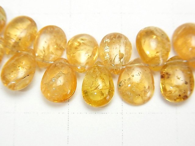 [Video][One of a kind] High Quality Imperial Topaz AA++ Pear shape (Smooth) 1strand beads (aprx.7inch/19cm) NO.5