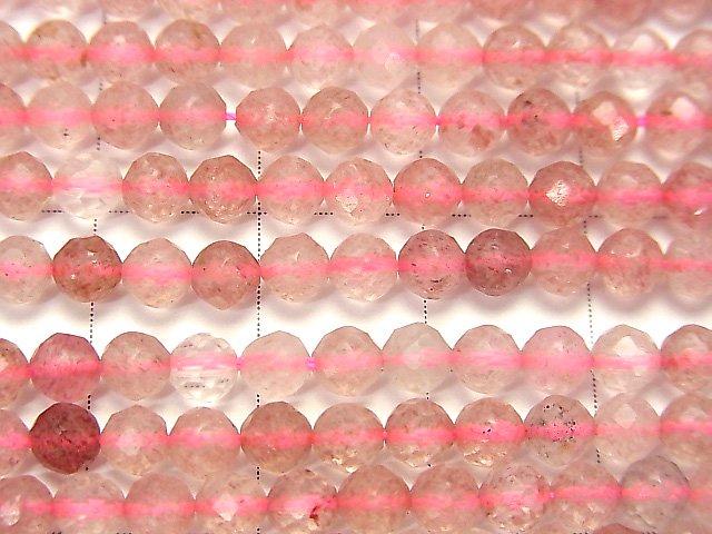 [Video] High Quality! Pink Epidote AA+ Faceted Round 4mm 1strand beads (aprx.15inch / 36cm)