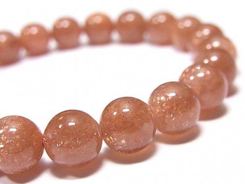 [Video] [One of a kind] High Quality Sunstone AAAA Round 8.5mm Bracelet NO.93