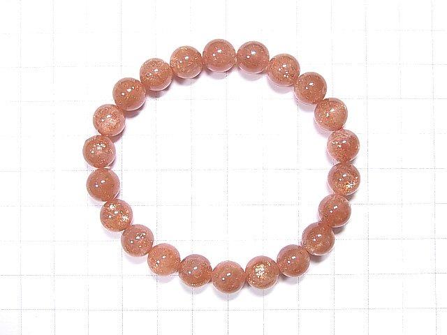 [Video] [One of a kind] High Quality Sunstone AAAA Round 8.5mm Bracelet NO.93