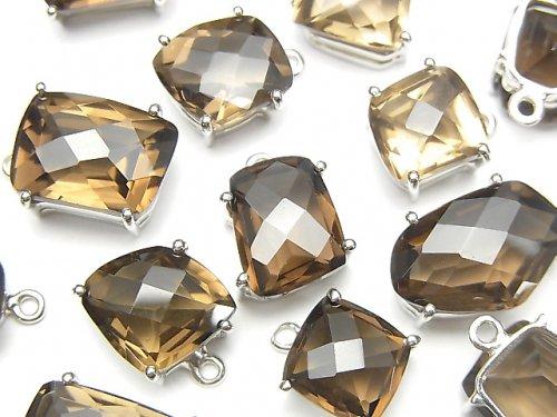 [Video] High Quality Smoky Quartz AAA Bezel Setting Fancy Shape Faceted Silver925 1pc