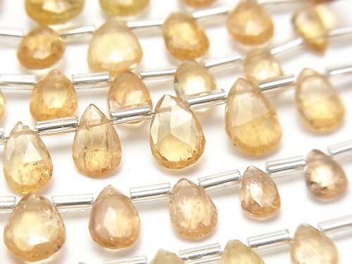 [Video] High Quality Imperial Topaz AAA- Pear shape Faceted Briolette 1strand beads (aprx.7inch / 18cm)