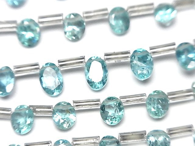 [Video]High Quality Blue Apatite AAA- Oval Faceted half or 1strand (22pcs)