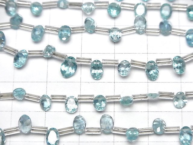 [Video]High Quality Blue Apatite AAA- Oval Faceted half or 1strand (22pcs)