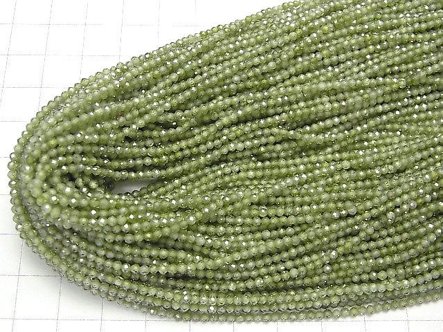 [Video] High Quality! Cubic Zirconia AAA Faceted Round 2mm [Green] 1strand beads (aprx.14inch / 35cm)